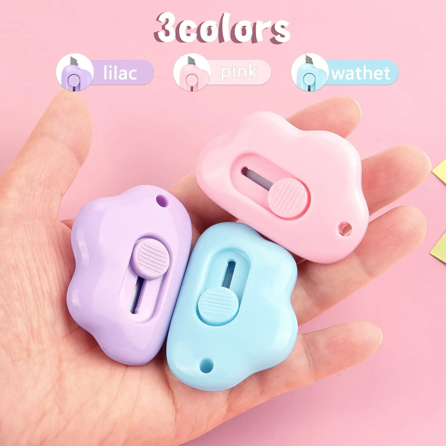 Mini Box Cutter Utility Retractable  Knives Letter Opener Envelope Cloud Shaped Carton Portable Cutter with Key Chain Hole