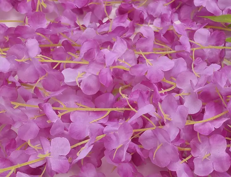 Cheap Decorative Hanging Vine Long Stem Silk Wisteria Flowers Garland