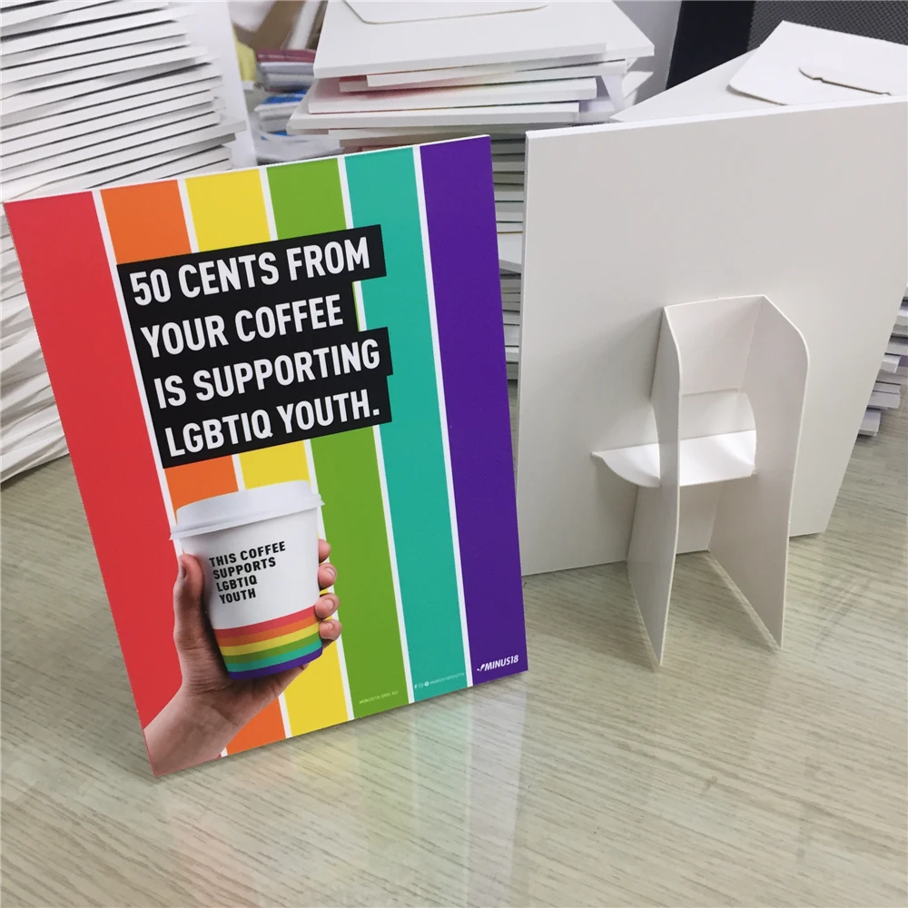 Custom Printing Advertisement Foam Core Counter Card Waterproof Table Tent Easel Back Sign with Holder