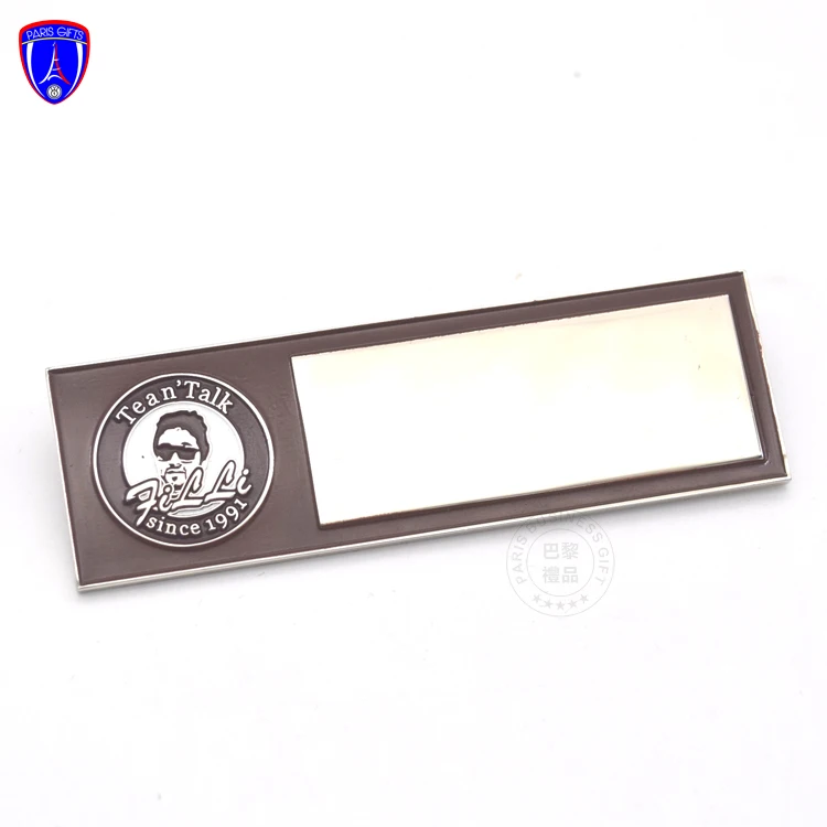 Magnetic Name Badge Company Customized Name Tag Factory Wholesale Rectangle Metal Name Badge with Safety Pin Back