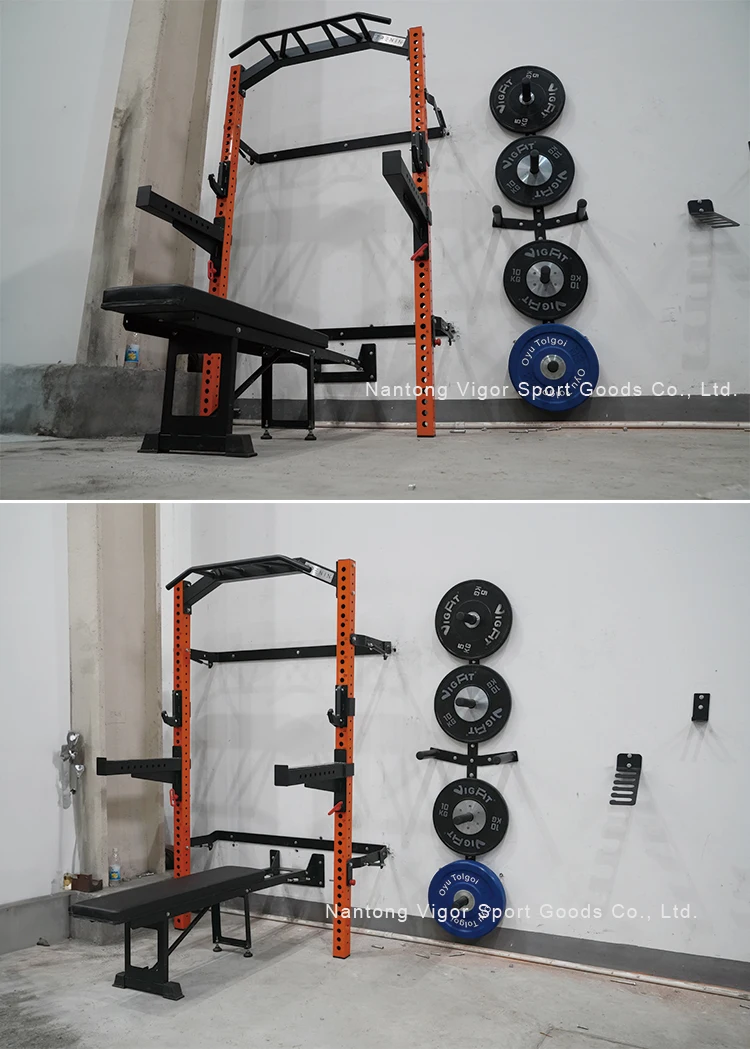 Wall Mounted Squat Rack Folding Power Rack Home Gym Equipment