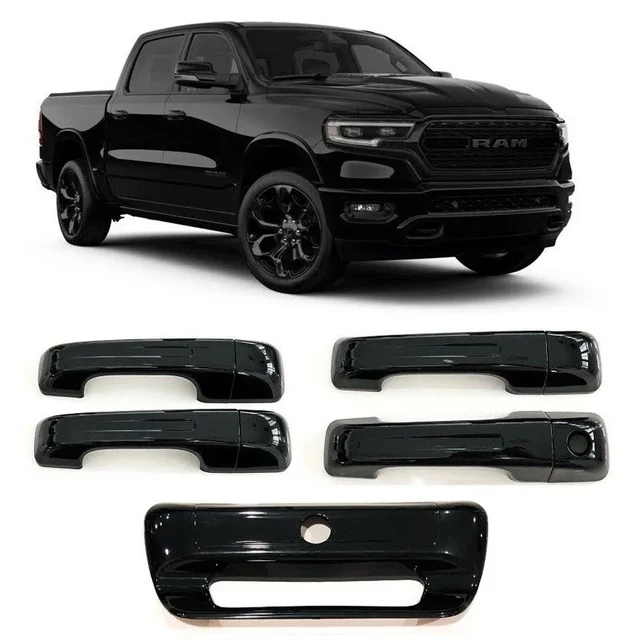 gloss black side door handle cover/tail gate handle cover for 2019-2024 Dodge RAM 1500