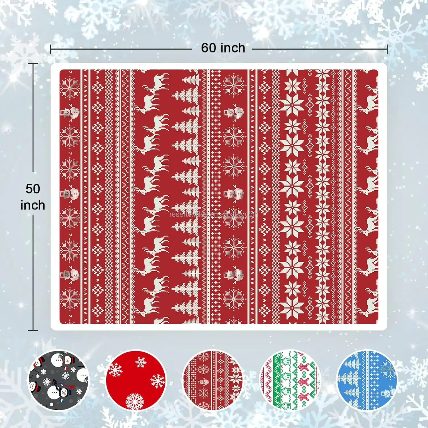 Sherpa Christmas Modern Knitted Throw Blanket 50" X 60" 100% Polyester Four Seasons Soft Cozy with Reindeer Design