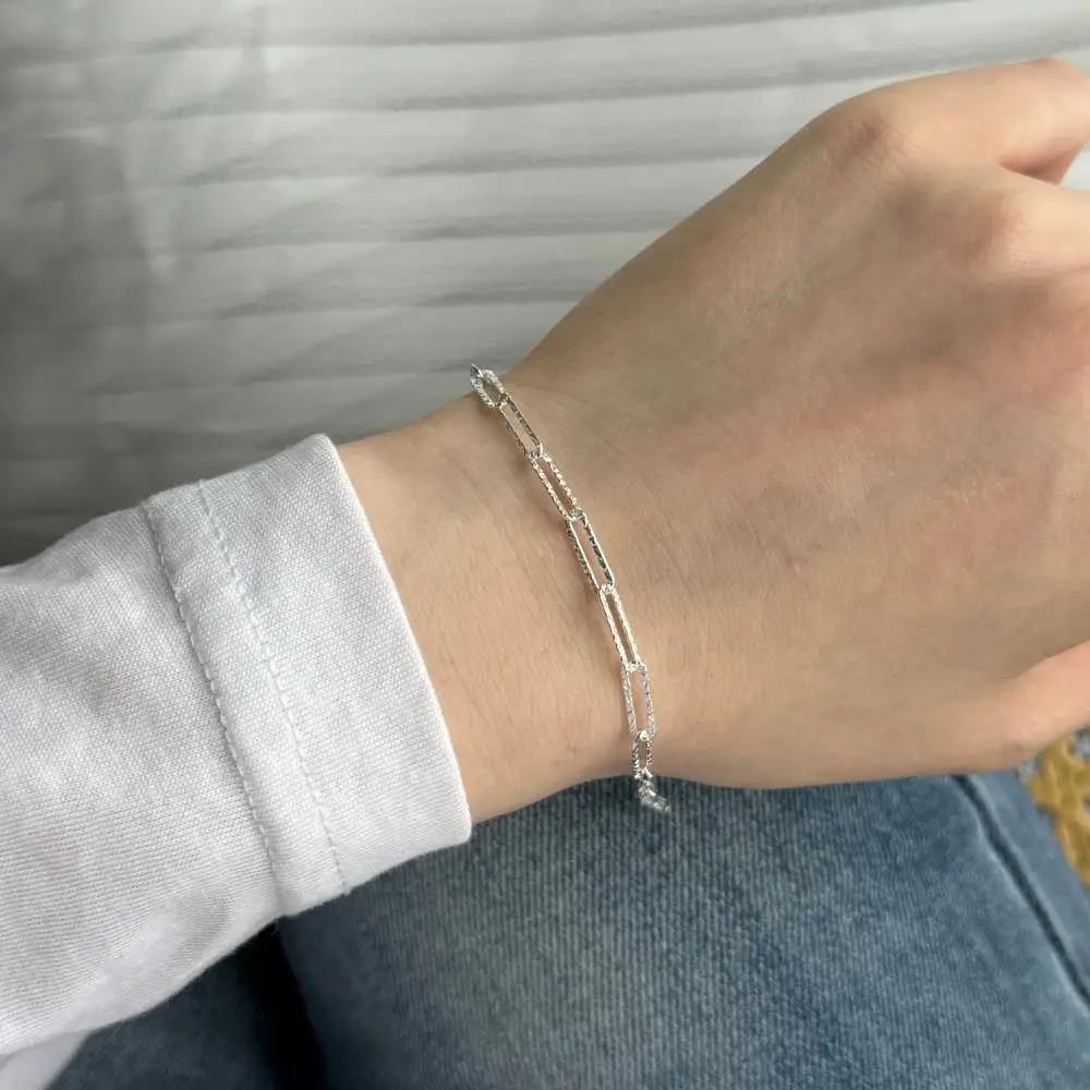 KAKODIY Ms. KAKODIY shows adjustable simple personality luxury custom 925 sterling silver paper clip chain bracelet for women detail 5