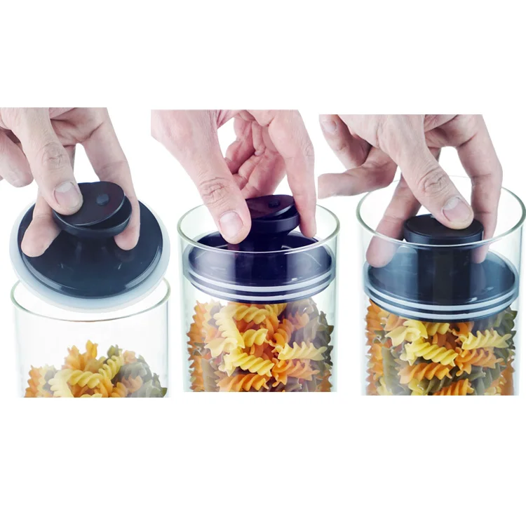 EasyLife Single Glass Jar 700ml with Silicone Seal Vacuum Storage Jar Black Lid Glass Vacuum Jar