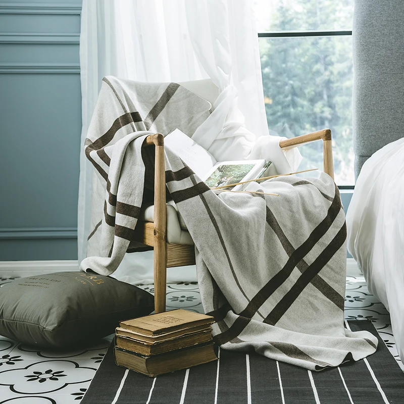 Plaid Chunky Knit Blanket White Ecru Chunky Knit Plaid