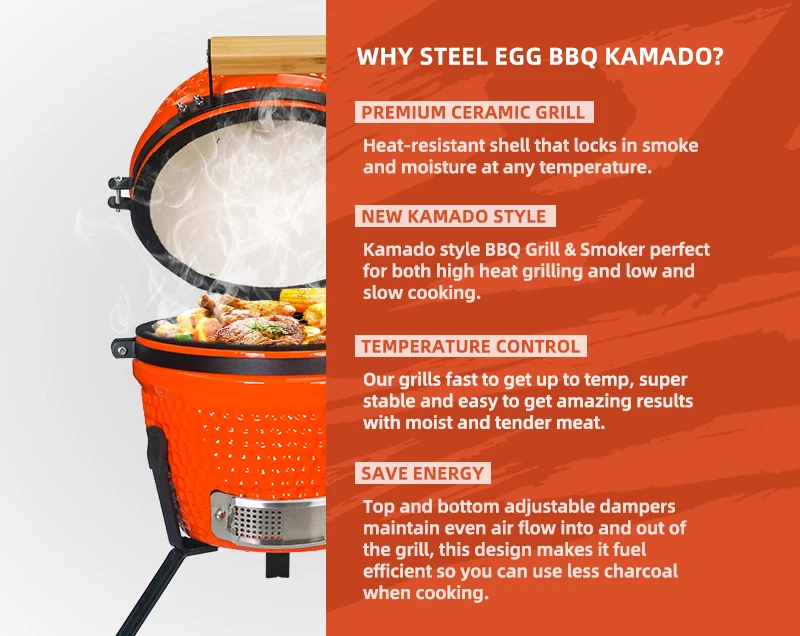 SEB KAMADO Portable Barbecue Grill Kamado Outdoor Kitchen Charcoal ...