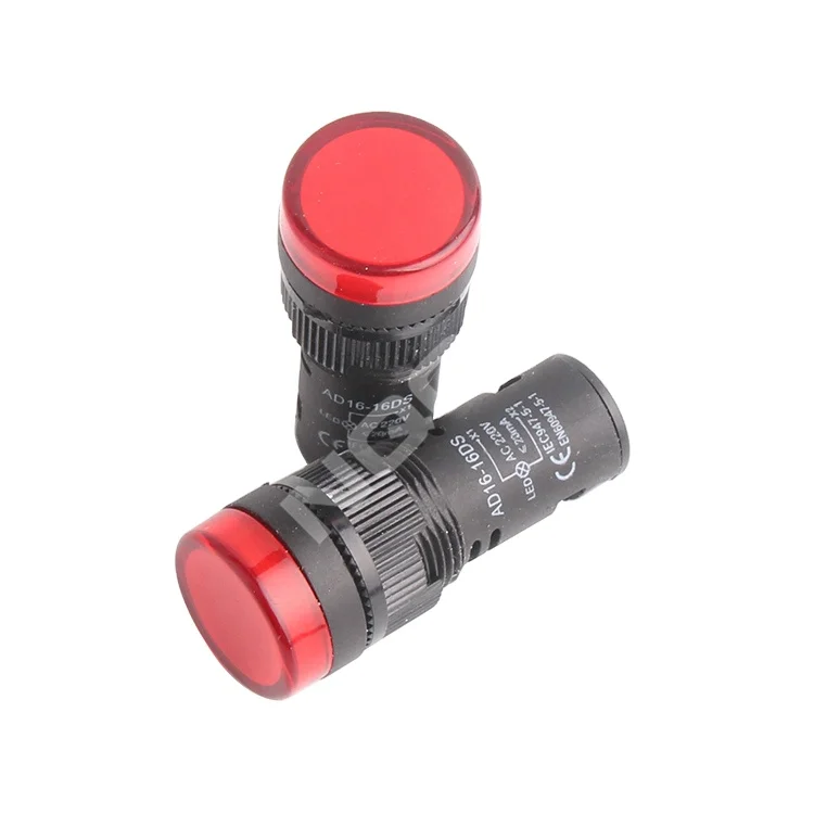 AD16-16DS 16mm Red LED Indicator Lamp 220V, IP65 Protected