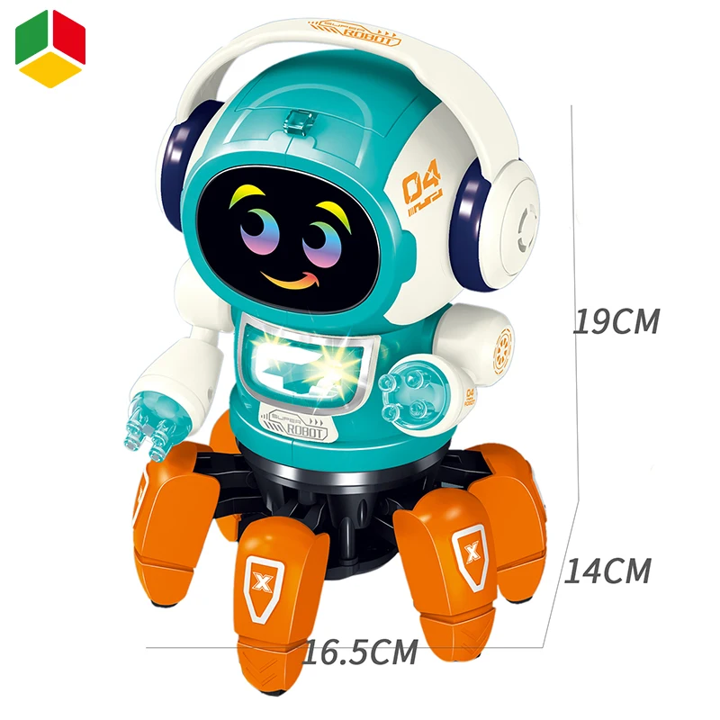 QS 2023 New Design Remote Control Mini Robot Toys Educational Electric Infrared Rotate Dancing Earphone Robot Toys for Kids