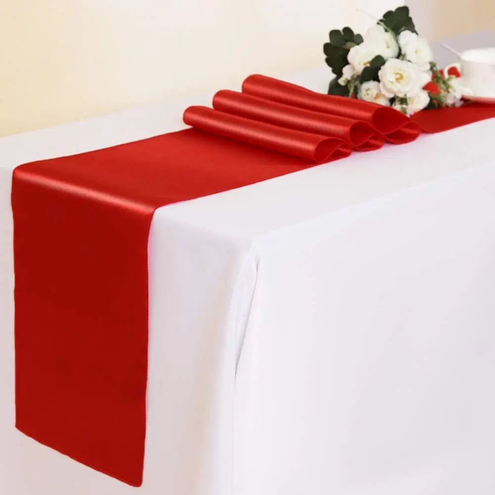 Красная атласная настольная дорожка Jiema, роскошные украшения для свадьбы, вечеринки, дома, гостиницы, свадебные украшения стола