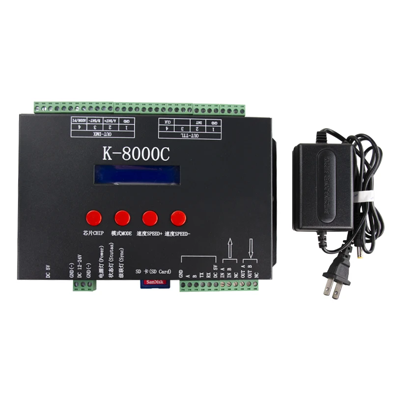 8-port offline full color Controller K-8000C LED Controller SD Card programmable led controller