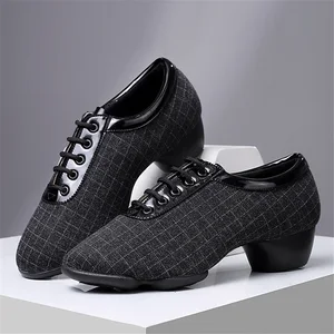 Unisex Modern Dance Shoes Indoor Non-Slip Square Training Dance Shoes Low Heels Soft Soles