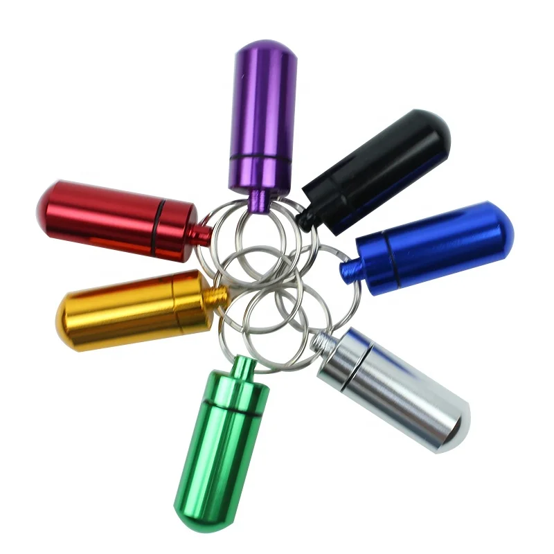 Брелок для таблеток алюминиевый контейнер металлическая коробка органайзер лекарств брелок держатель чехол бутылки с