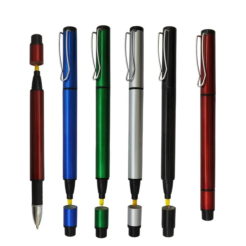 メタルルックハイグレードコンボ蛍光ペン & ボールペン2 in 1