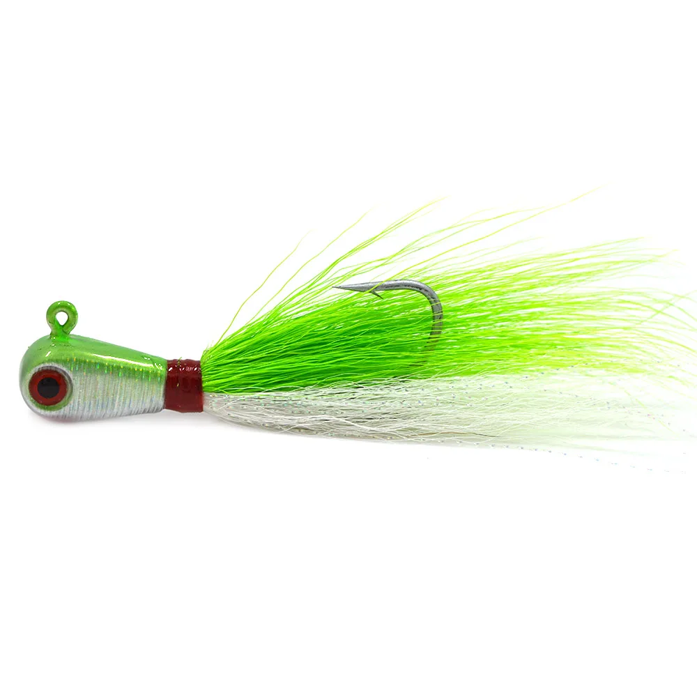 High Quality 1oz Bucktail Jigs Wholesale Fishing Tackle Lures Metal PVC Sea  River Lake Stream Freshwater Fishing Printed