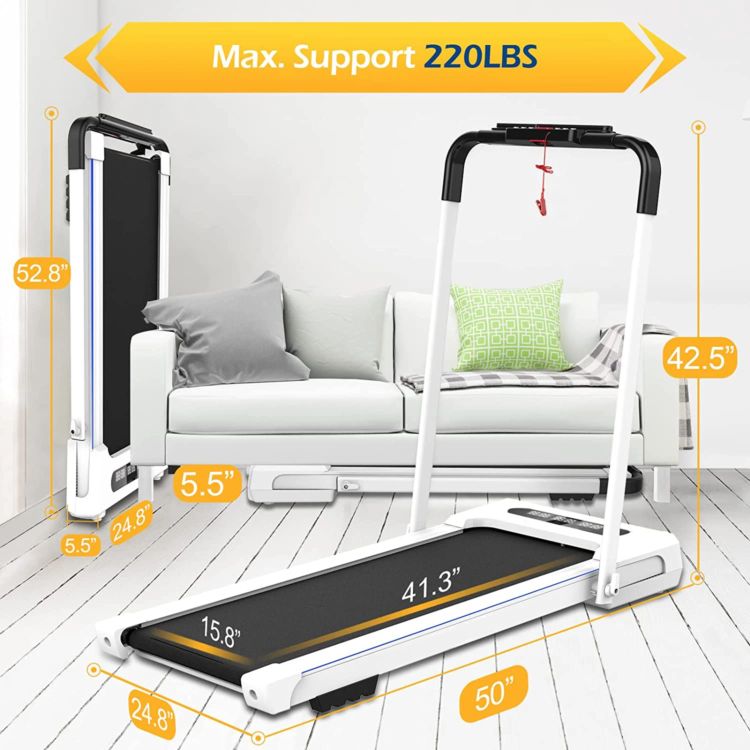 New Function Smart Fitness Exercise Running Machine 2 in 1 Folding Treadmill Under Desk Small Electric Treadmill