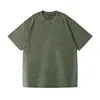 Camiseta verde militar de 230 g con acabado lavado y desgastado