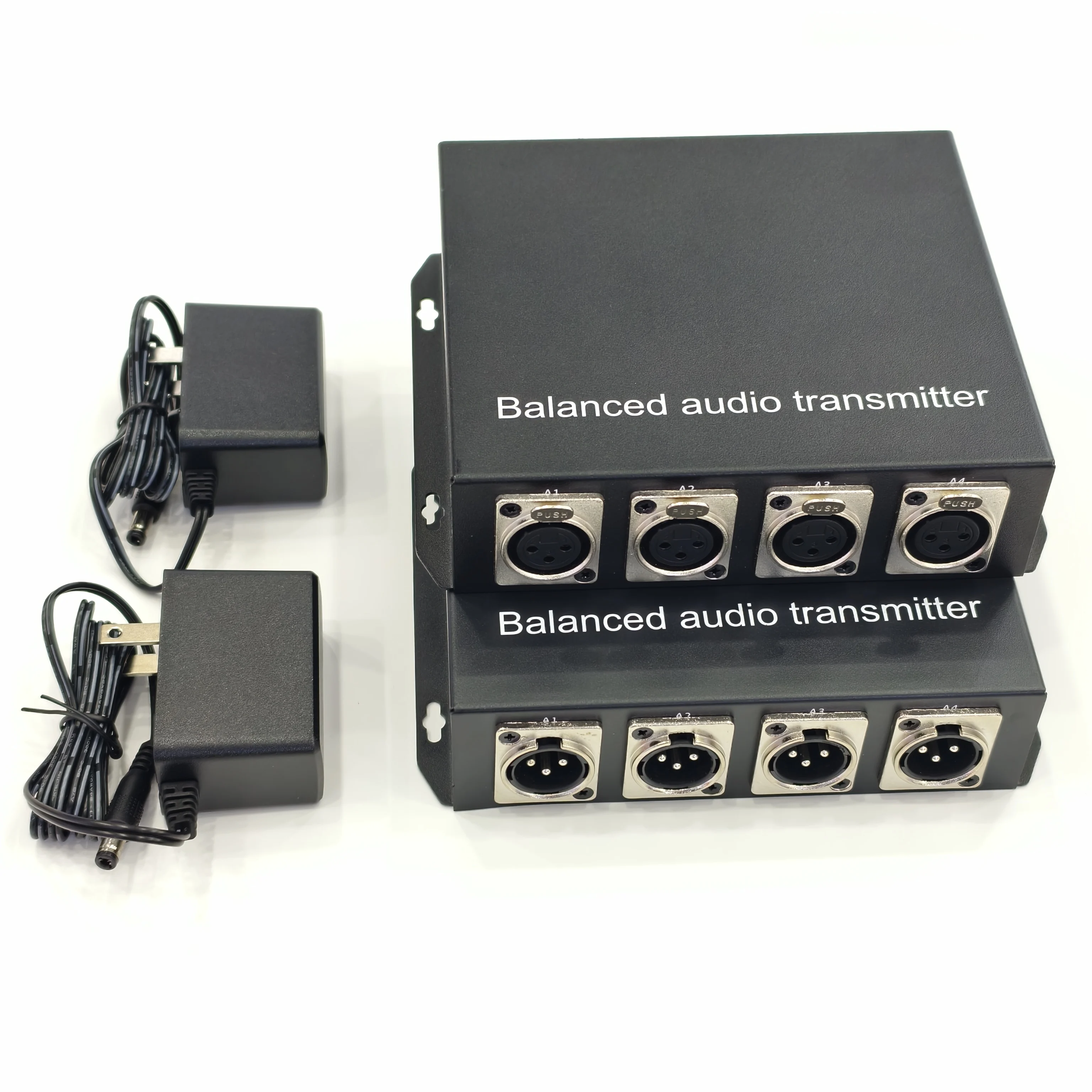 4 Channel Bi-directional XLR Audio Over Fiber Optic converter Balanced Audio Transmitter