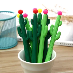 Neutral Pen for Student Office Black Fountain Pen Stationery Store Prize Plastic Fresh Cactus Plant Pen