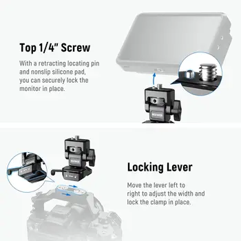 Neewer Camera Monitor Mount with QR NATO Clamp, 1/4" Screw for 5" & 7" Field Monitor Compatible with Atomos Ninja V, 360 detail image
