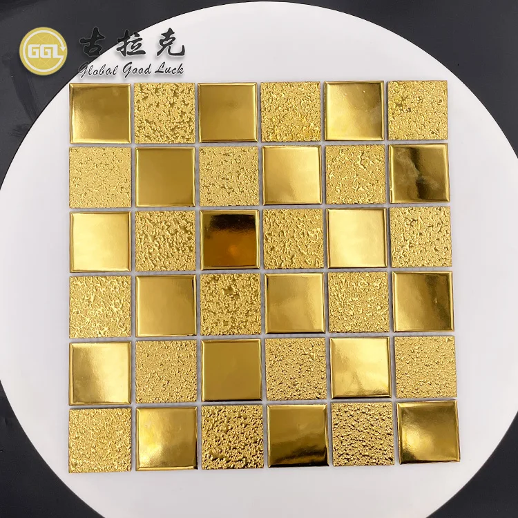 Hot Selling Luxury Gold Mosaic Wall Tile Backsplash Ceramic Mosaic Tile