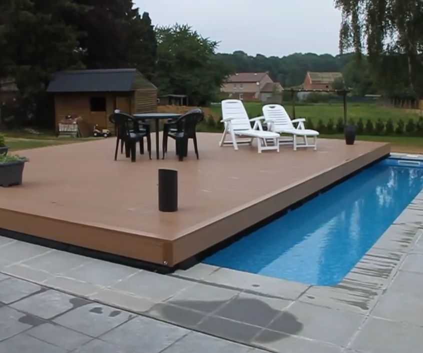 Nice and Save Space Space  Automatic Deck Swimming Pool Cover  with Stainless Steel  Frame  Pool Cover