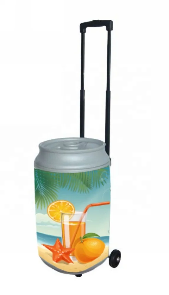 HS Plastic Beer Can Shaped Rolling Ice Bucket Cooler Box with Wheels and Handle for Camping Ice Chill Box