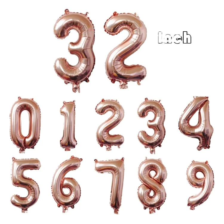 32 Inch Rose Gold 0-9 Number Foil Helium Balloons for Birthday Wedding Party New 