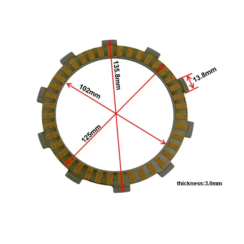 Motorcycle Clutch Friction Plate For Kawasaki BN125 KLF220 KLF250