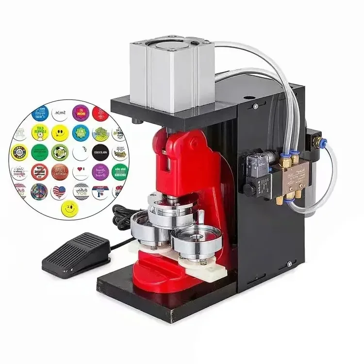Automatic Pin Badge Maker Button Making Machine Pneumatic Badge Making