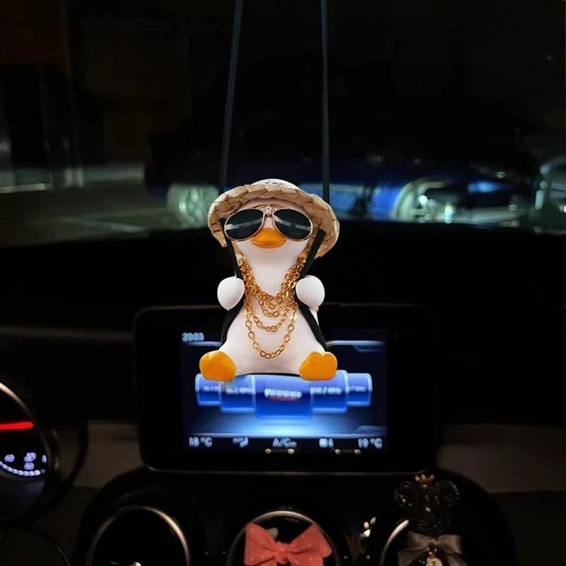 VILLYGOD Swinging Duck Car Mirror Hanging Interior Accessories Cute Duck Car Pendant Rearview Mirror Decorations Classic Duck 