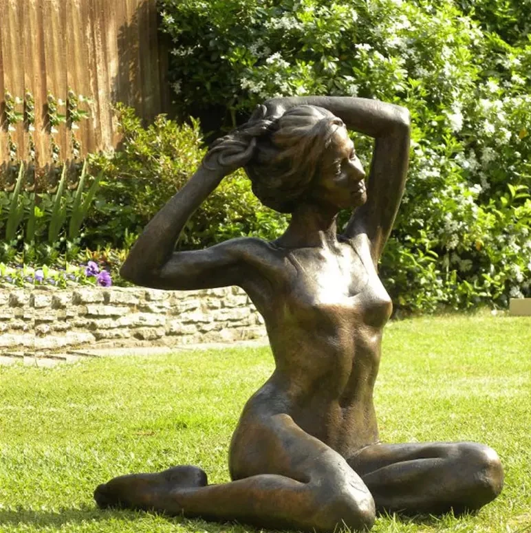High Quality Luxury Modern Art Custom Casting Life Size Bronze Brass Naked Lady Standing Girl Nude Sexy Woman Statue Wedding
