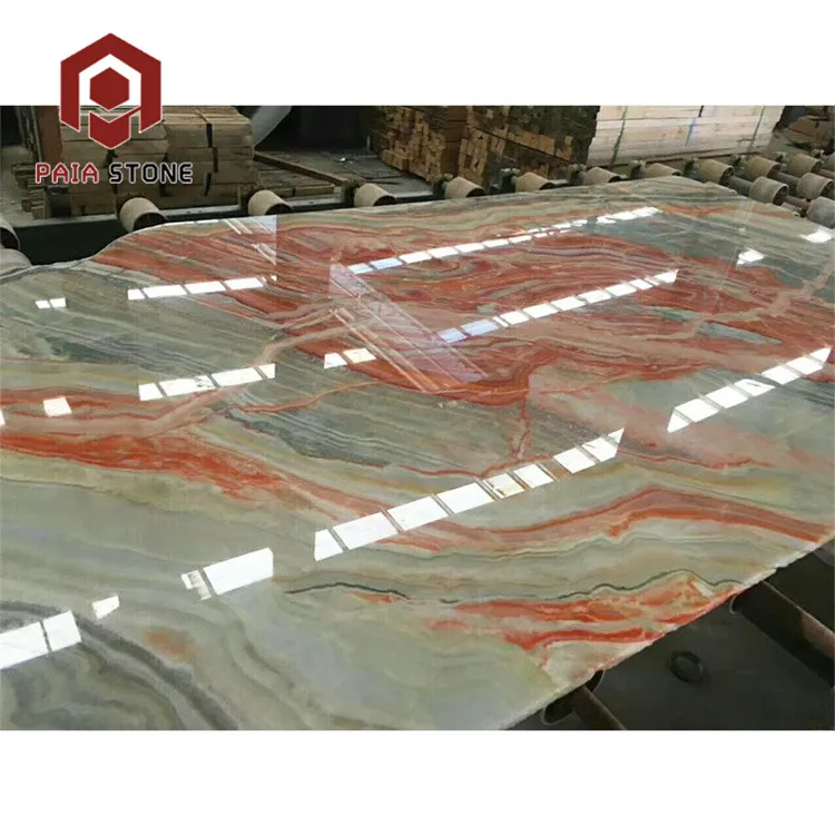 Exotic mexico red mixed color type of marble onyx slab light onyx wall design