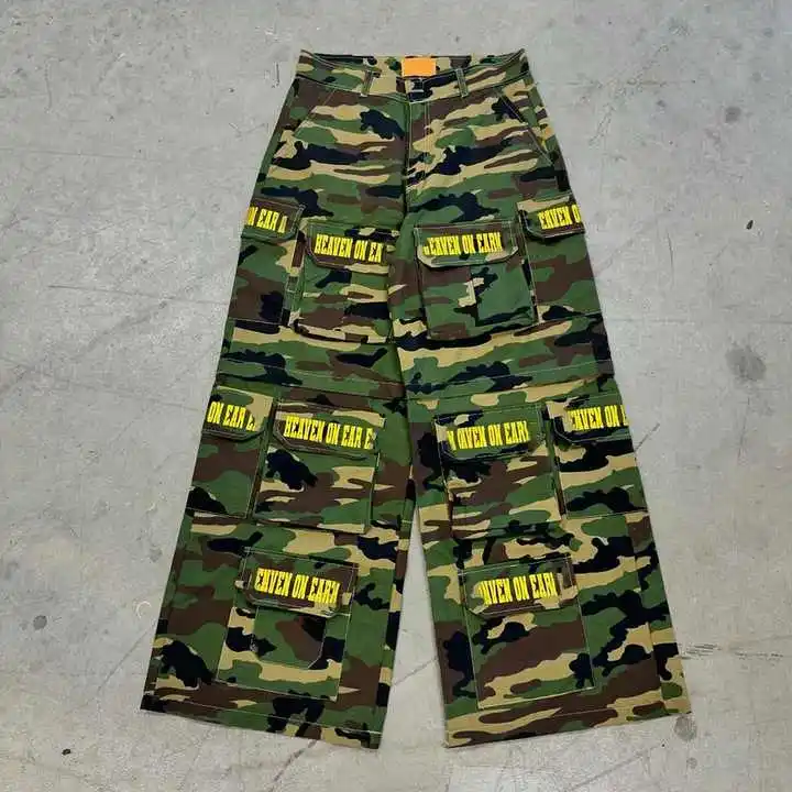 Salati Custom Pocket Lightweight Wide Leg Baggy Work Carpenter Casual Camouflage Cargo Pants Men gallery 3