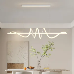 JACKSUN Restaurant Pendant Light - Minimalist Modern Designer Style Long Linear LED Dining Room Table Lighting Bar Counter