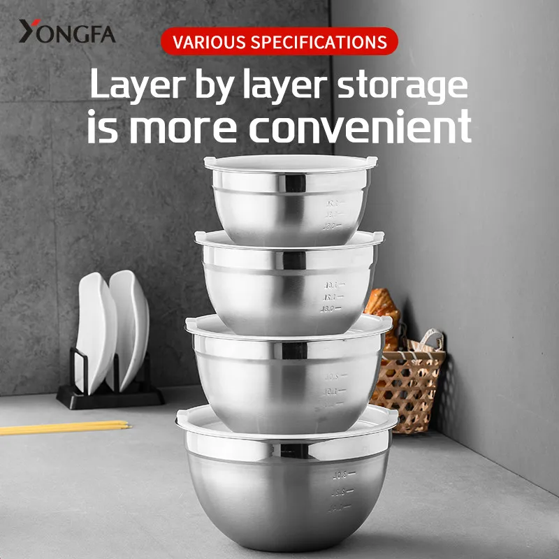 Mirror Polish Kitchen Mixing Bowl Stainless Steel Bowl Set for Mixing Salad With or Without Lids FREE Sample - Image 5