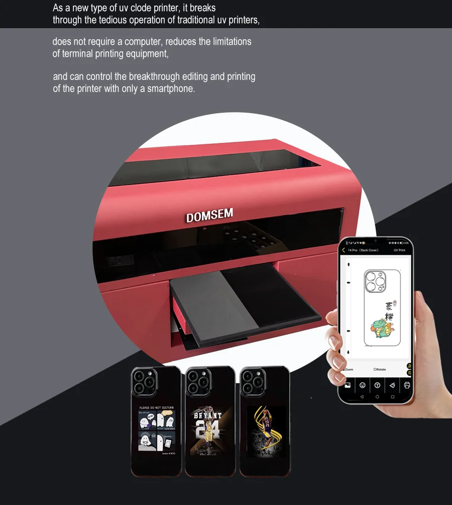 2022 new smart APP Blueth inkjet UV printer A4 phone case uv printers