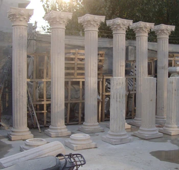 Majestic Columns for Garden Decor, Carved Marble in Antique Roman Design