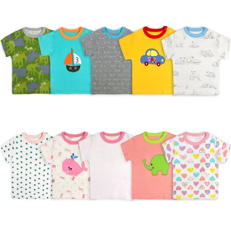 Случайная оптовая дешевая летняя хлопковая Детская футболка с коротким рукавом