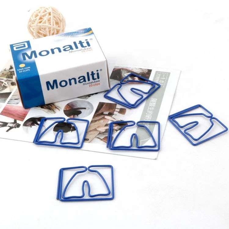 Promotional OEM Design Business Gifts Metal Paper Clamps Human Lung Shape Clips Come in Box Package