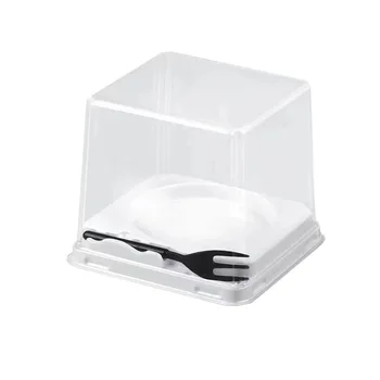 Mini Pastry Cake Rolling  Clear Blister Packing Box with Fork Mousse Disposable for Food for Cake Packing