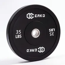 Eako sports Black Rubber Weightlifting Plates with stainless steel tube 10lb/15lb/25lb/35lb/45lb/55lb
