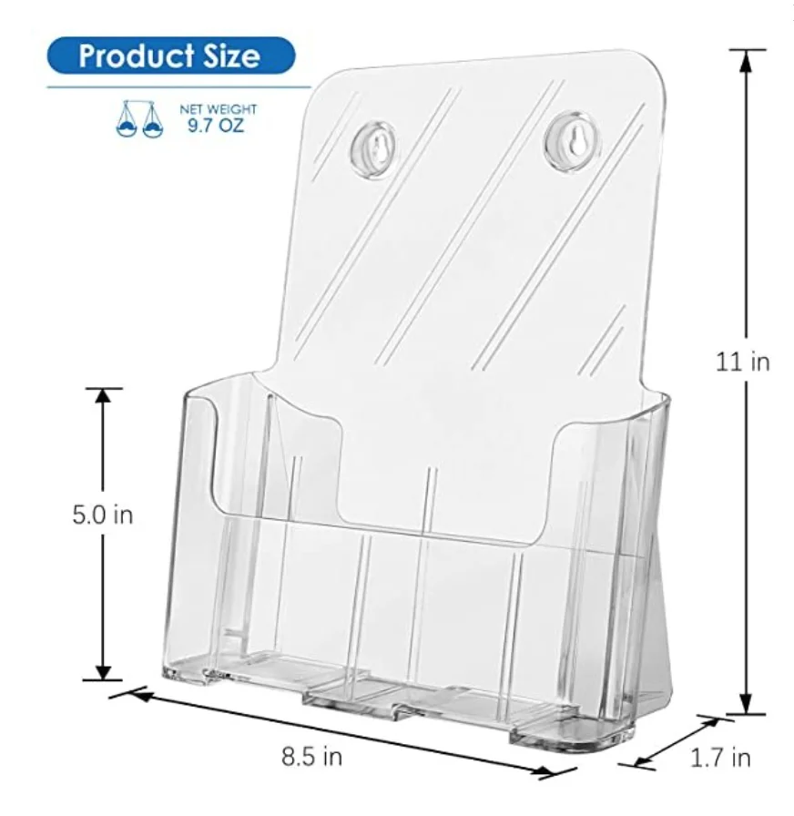 Maxgear 2 Pack 8.5x11 Inches A3 A4 A5 Plastic Literature Holder Rack 