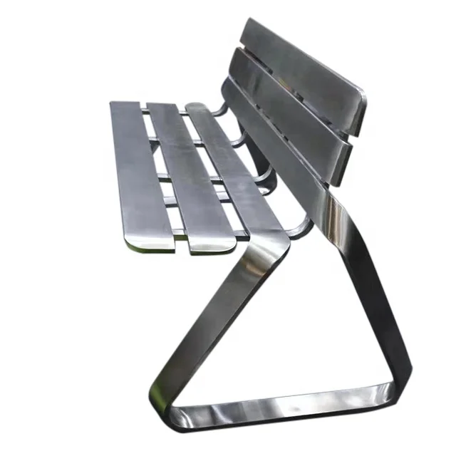 モダンな屋外ステンレス鋼フレーム湾曲した脚の金属製の座席公園の