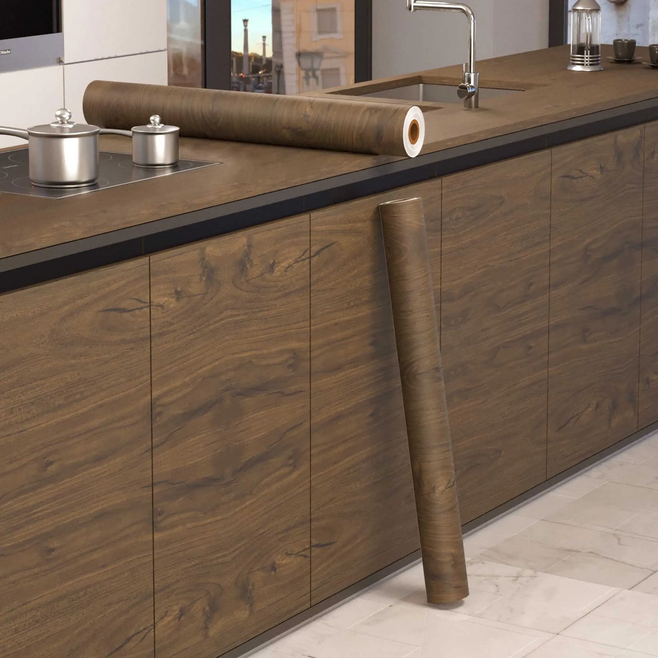 2024 Latest Models Wood Texture Vinyl Wrap for Exterior Door Pvc Adhesive Foil Interior Protective Film for Table and Cabinet