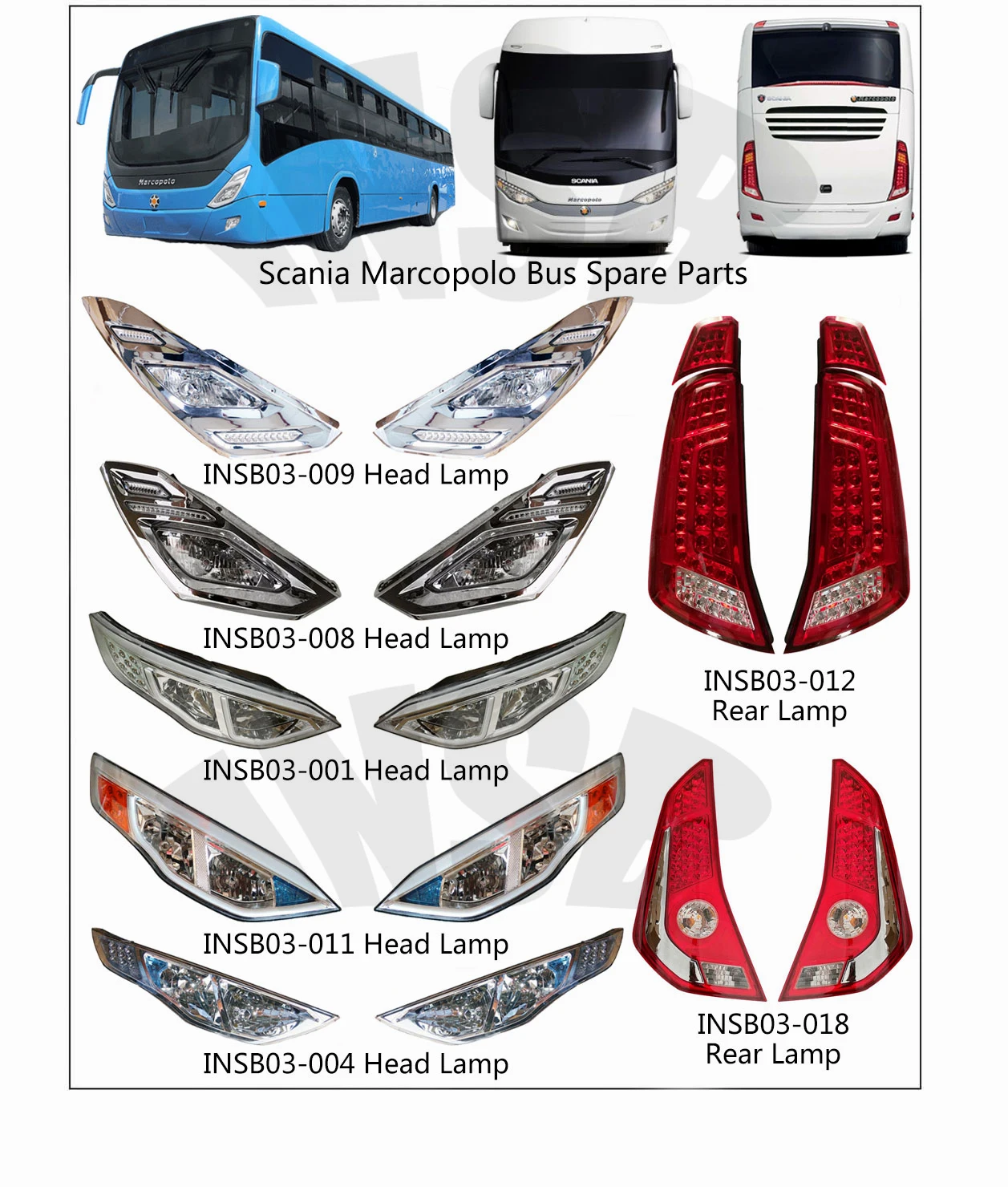 MARCOPOLO Bus Head Lamp for Scania Marcopolo Bus INSB03-004