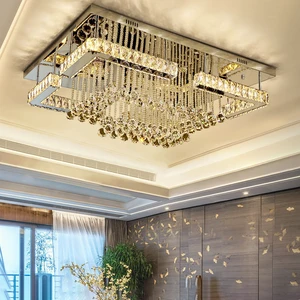 Crystal Ball Rectangle Ceiling Lamp Living Room Villa Large Rectangular Fancy Luxury Led Chandelier Light