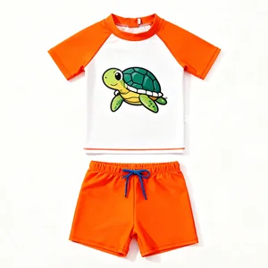 Oeko Tex Custom Boys Swimwear Tortoise Pattern Quick Dry Breathable Soft Swimming Set UPF 50 Repreve Baby Toddler Swimsuit for
