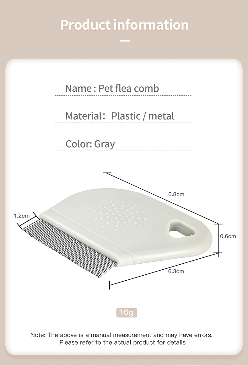 Stainless Steel Needle Pet Dog Cat Fur Grooming Hair Comb Open Knot Flea Comb