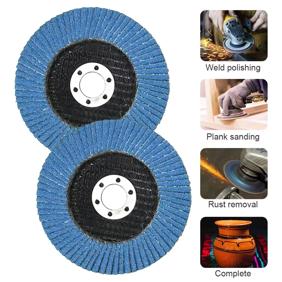 Local Stock Within 24h Delivery -10PCS Flap Wheels Blue Zirconia Flap Discs 125x22mm P120 Angle Grinder Grinding Wheels_voghion.com